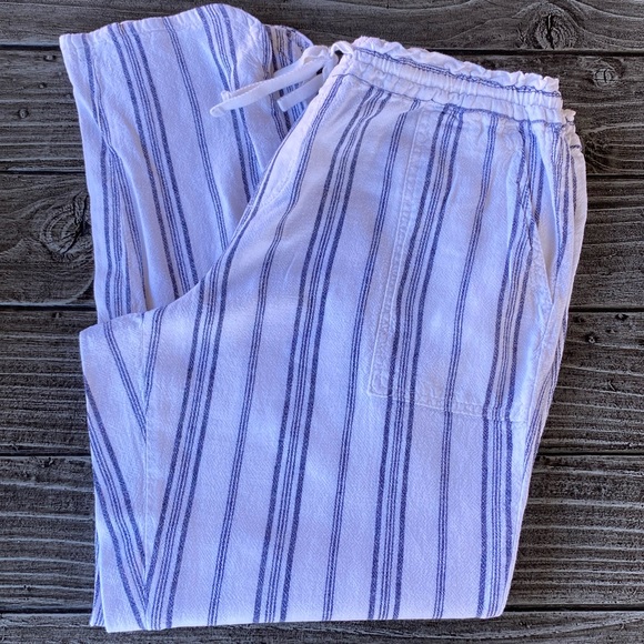 Casual Striped Pockets Cotton Linen Pants - Picture 3 of 6